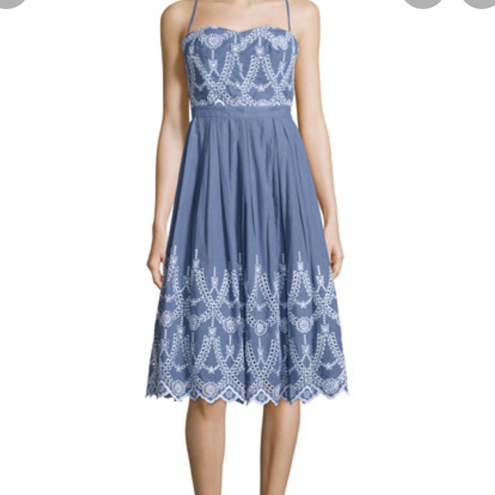 Kendall + Kylie Tempest Eyelet Blue Midi Dress